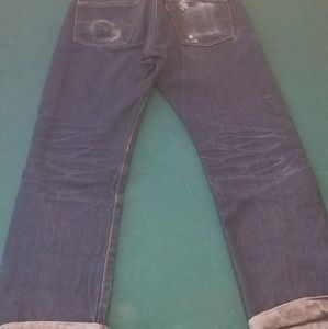 Levi 501 button fly raw denim